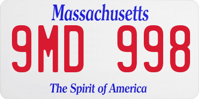 MA license plate 9MD998
