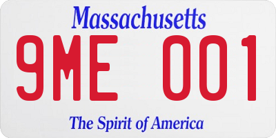 MA license plate 9ME001