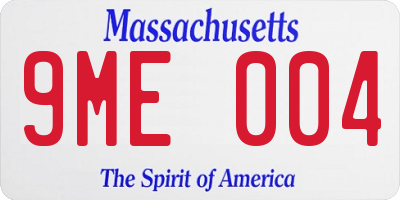 MA license plate 9ME004