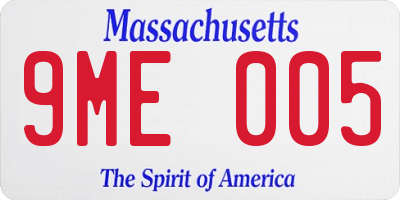 MA license plate 9ME005