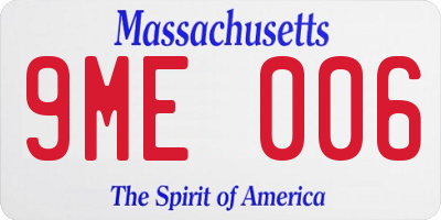 MA license plate 9ME006