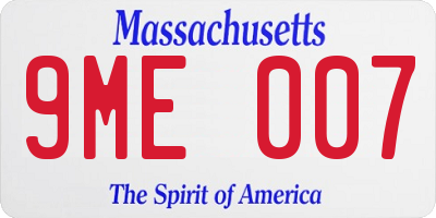 MA license plate 9ME007