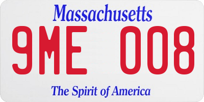 MA license plate 9ME008