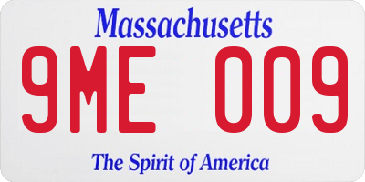 MA license plate 9ME009