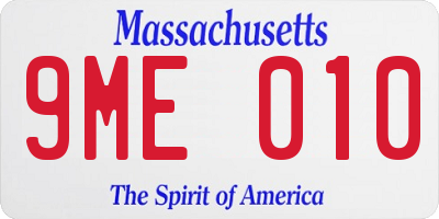 MA license plate 9ME010