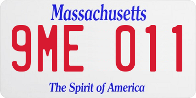 MA license plate 9ME011