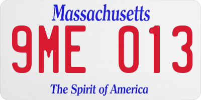 MA license plate 9ME013
