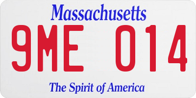 MA license plate 9ME014