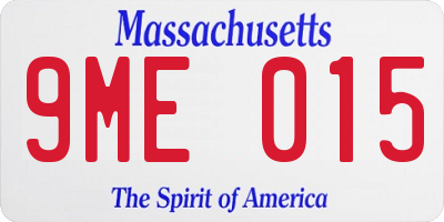MA license plate 9ME015