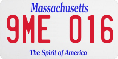 MA license plate 9ME016