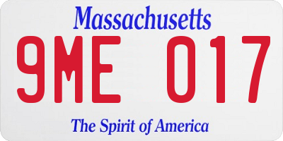 MA license plate 9ME017