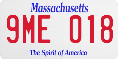 MA license plate 9ME018
