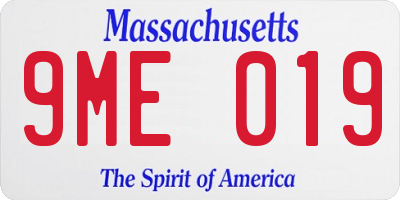 MA license plate 9ME019