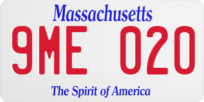MA license plate 9ME020