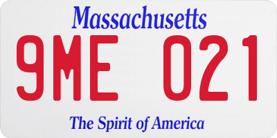 MA license plate 9ME021