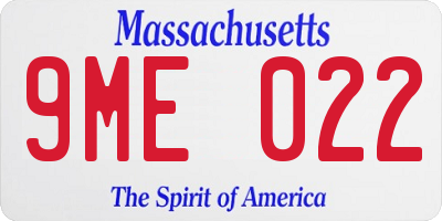 MA license plate 9ME022