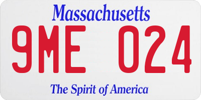 MA license plate 9ME024