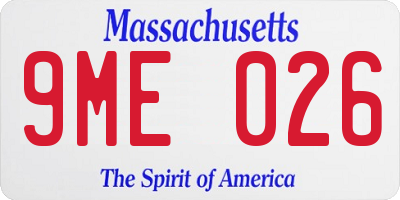 MA license plate 9ME026