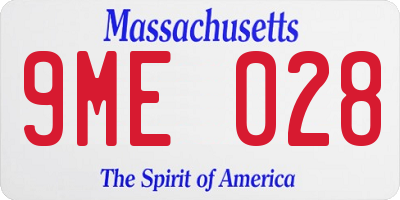 MA license plate 9ME028