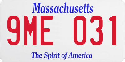 MA license plate 9ME031