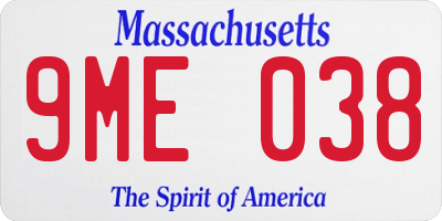 MA license plate 9ME038