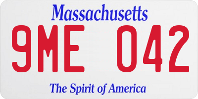 MA license plate 9ME042