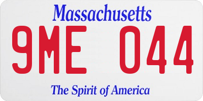MA license plate 9ME044