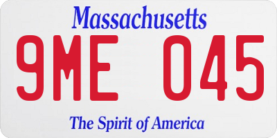 MA license plate 9ME045