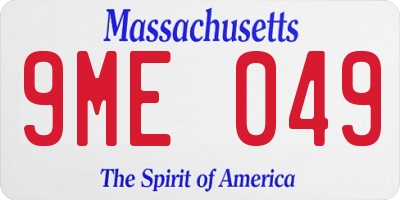 MA license plate 9ME049