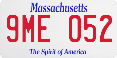 MA license plate 9ME052