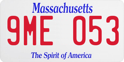 MA license plate 9ME053