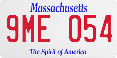 MA license plate 9ME054