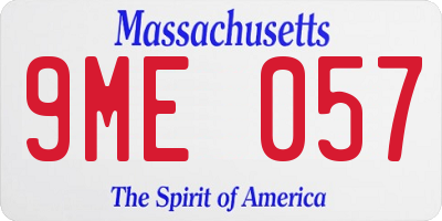 MA license plate 9ME057