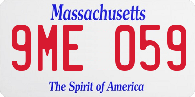 MA license plate 9ME059