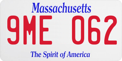 MA license plate 9ME062