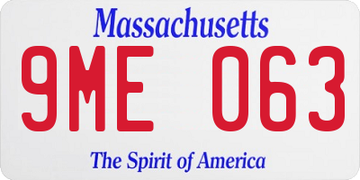 MA license plate 9ME063