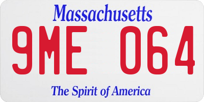 MA license plate 9ME064