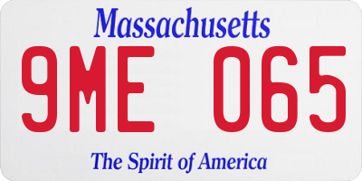 MA license plate 9ME065