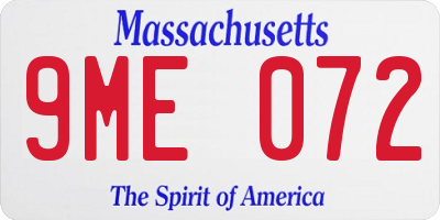 MA license plate 9ME072