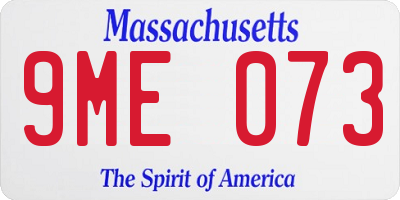 MA license plate 9ME073