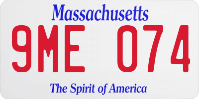 MA license plate 9ME074