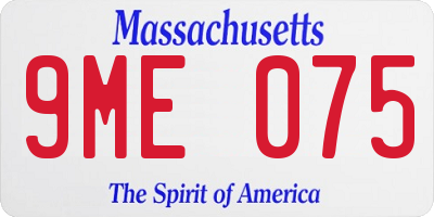 MA license plate 9ME075