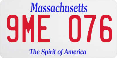 MA license plate 9ME076