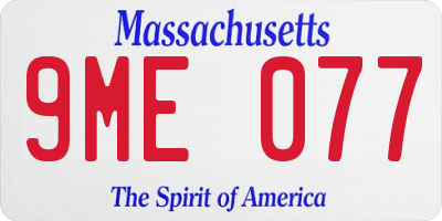 MA license plate 9ME077
