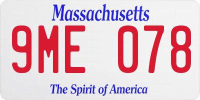 MA license plate 9ME078