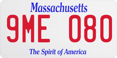 MA license plate 9ME080