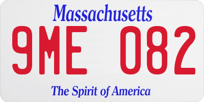 MA license plate 9ME082
