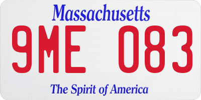 MA license plate 9ME083