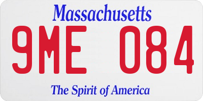 MA license plate 9ME084