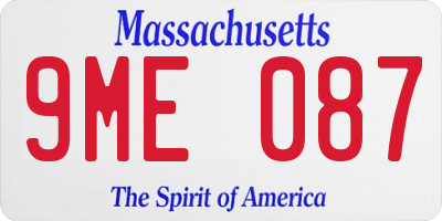MA license plate 9ME087